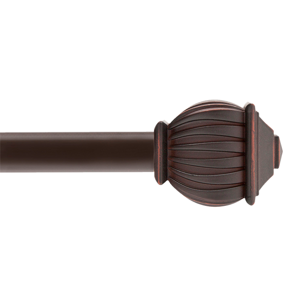 5/8" Beckett Curtain Rod With Cap Finials, 28" to 86"