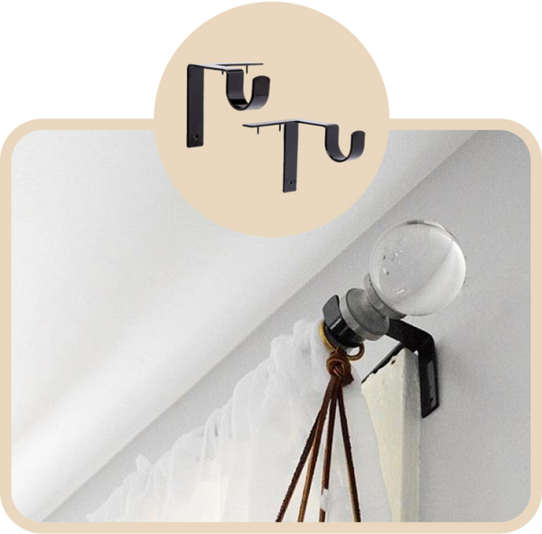 HTTLQNDA - 4pcs Curtain Rods, No Drilling | Adhesive Rod Hooks, Command Rod Holder | Easy Installation, Versatile Hanging Solution for Curtains for