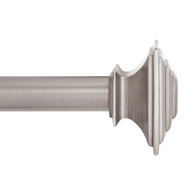1" Mission Curtain Rod With Stacked Square Finials, 48" to 86"